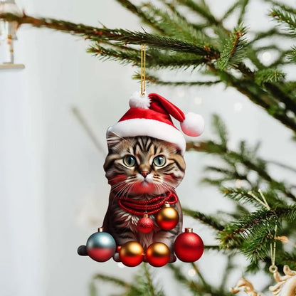 🎄10 Stück😻Katzen-Weihnachtsbaumschmuck✨Hängende Katzen-Ornamente