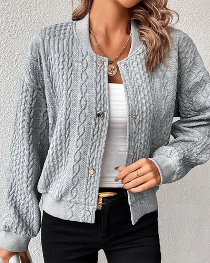 Ensfarget cardigan med knapper