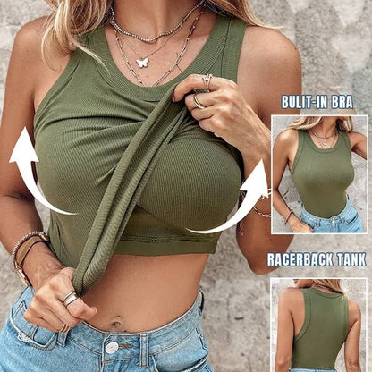 Geripptes Tanktop mit integriertem BH für Frauen