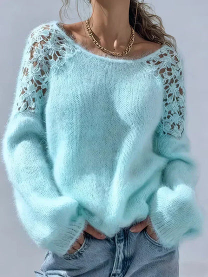 Women's open-shoulder sweater with lace