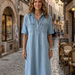 👗 60% OFF NOW! 👖 Casual Pocket Denim Midi Shirt Dress – Soft denim & relaxed fit – Functional pockets, perfect for everyday casual – comfortable and versatile ✨🌸