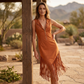 🤠 LIMITED-TIME 48% OFF! ✨ Retro Western Tassel Sleeveless Slim Dress – Fringe Hem, Front Zipper, Cowgirl Style 🌵