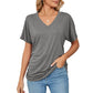 💕Hot Promotion- UP TO 50% OFF🌷👚Women's Short Sleeve V Neck Dolman Tops with Side Shirring