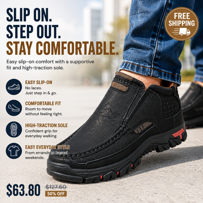 👞 Step In & Go | Men's Comfortable Slip-On PU Leather Shoes⚡Free shipping