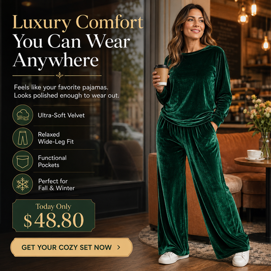 👗✨Luxury Comfort You Can Wear Anywhere ✨Women's Velvet Top & Pants 2-Piece Set✨𝘉𝘶𝘺 𝘢𝘯𝘺 2 𝘢𝘯𝘥 𝘨𝘦𝘵 𝘢𝘯 𝘦𝘹𝘵𝘳𝘢 8% 𝘥𝘪𝘴𝘤𝘰𝘶𝘯𝘵