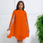 🏖️Summer Hot Sale - Up to 70% OFF⚡50K+ SOLD!🎁Women's Round-Neck Cape Sleeve Mini Dress