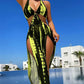 👙  50% OFF! ✨ Striped Two-Piece Swimsuit – Halter Neck Tie, Ring Detail, High Stretch 🌊