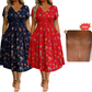 Women's V-Neck Floral Print Dress with Twist Waist