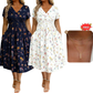Women's V-Neck Floral Print Dress with Twist Waist