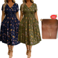 Women's V-Neck Floral Print Dress with Twist Waist