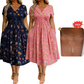 Women's V-Neck Floral Print Dress with Twist Waist