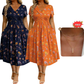 Women's V-Neck Floral Print Dress with Twist Waist