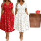 Women's V-Neck Floral Print Dress with Twist Waist