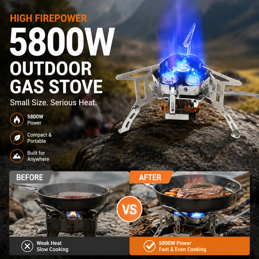⛺️Summer New Arrive🔥50% OFF !!⏰Camping Gas Burner – 5800W, Piezo Ignition, Windproof 🔥
