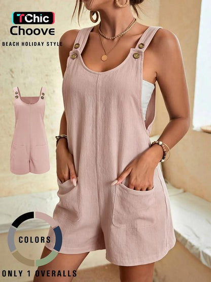 🏆Summer Hot Sale 50% Summer Women's Basic Shorts Overall Pants, with Pocket, Adjustable Shoulder Straps, Comfortable, Stylish and Casual, Perfect for Daily Wear