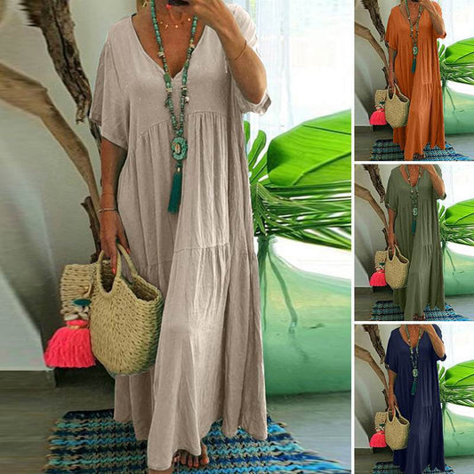 🎁2026 New Arrivals 50% OFF💥Women's Casual Long Dress – V-Neck, Loose, Flowy 🌾