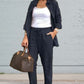 Set aus langärmliger Bluse und Hose aus Baumwollleinen für Damen