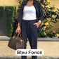 Set aus langärmliger Bluse und Hose aus Baumwollleinen für Damen