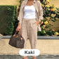 Set aus langärmliger Bluse und Hose aus Baumwollleinen für Damen