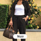 Set aus langärmliger Bluse und Hose aus Baumwollleinen für Damen