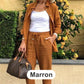 Set aus langärmliger Bluse und Hose aus Baumwollleinen für Damen