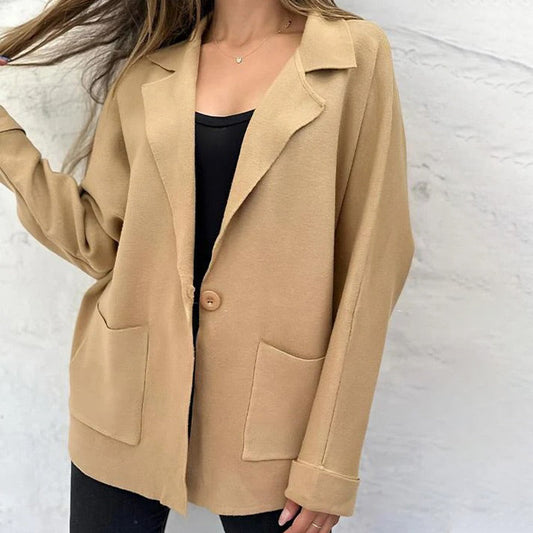 🍂Frühherbst-Sale Super-Tiefpreis🥰Damen Strickjacke mit offener Knopfleiste und Taschen