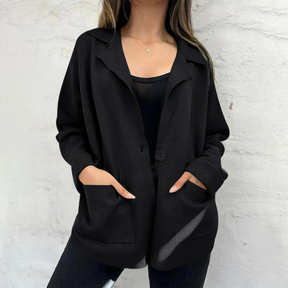 🍂Frühherbst-Sale Super-Tiefpreis🥰Damen Strickjacke mit offener Knopfleiste und Taschen