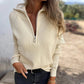 💥 Lässiger, einfarbiger, langärmliger Strickpullover mit Reißverschluss 💥Kaufen Sie zwei und sparen Sie 5 % & kostenlosen Versand