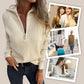 💥 Lässiger, einfarbiger, langärmliger Strickpullover mit Reißverschluss 💥Kaufen Sie zwei und sparen Sie 5 % & kostenlosen Versand