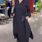 Solid Color V-Neck Long Sleeve Dress