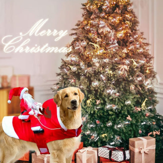 🐕Hund Weihnachtskleidung Weihnachtsmann reitendes Reh 🎄