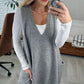 Damen Pullover-Weste mit V-Ausschnitt und Taschen