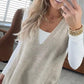 Damen Pullover-Weste mit V-Ausschnitt und Taschen