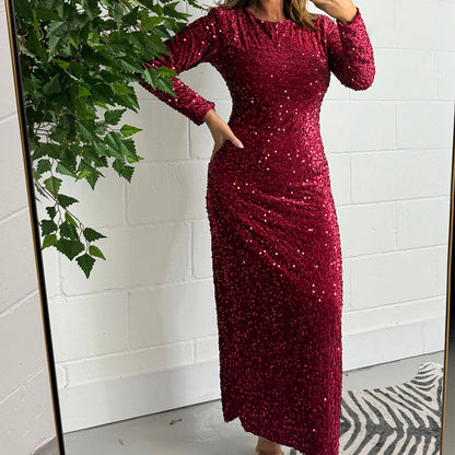 49 % Rabatt!!💃🏻Glitzerndes rückenfreies langärmeliges Kleid