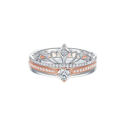 Elegantes Kronen-Zirkonia-Ring-Set