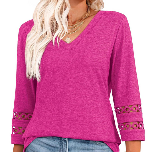 ✨SVENDITA SCONTO DEL 49%👚2025 Nuovi top da donna con maniche a 3/4 e scollo a V alla moda