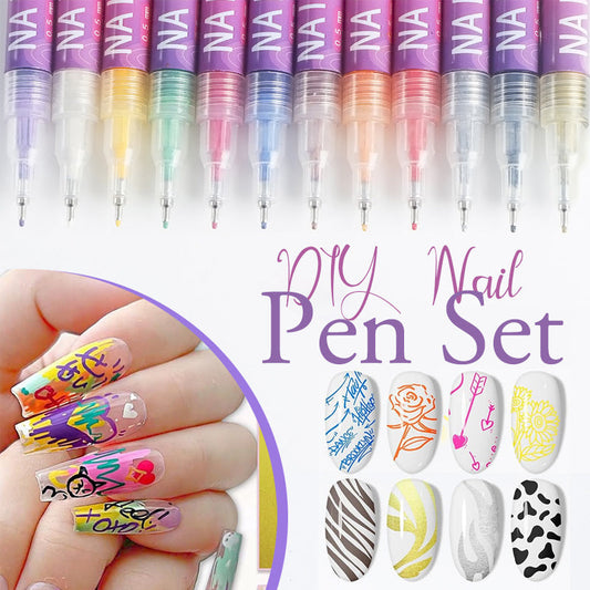 💅✨Set di Penne per Decorazione Unghie - 12 Colori