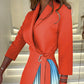 🎁Ombre Lapel Neck Tied Waist Pleated Blazer Dress