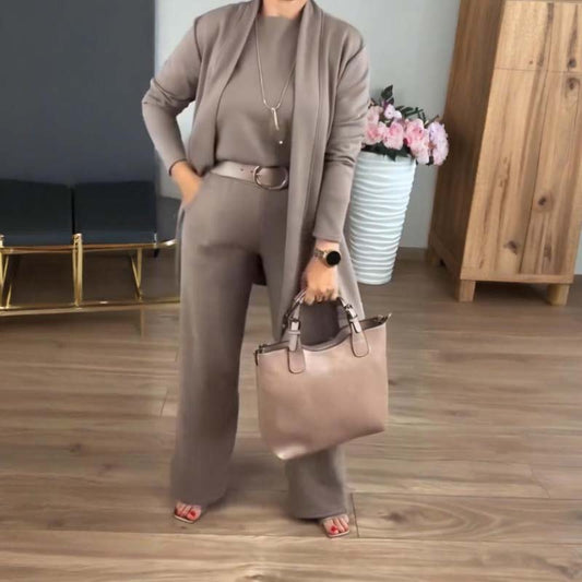 🔥ACQUISTA 2 E RICEVI LA SPEDIZIONE GRATUITA🔥Elegante cardigan lungo, top e pantaloni, set di 3 pezzi