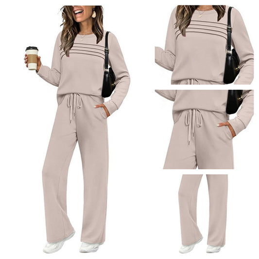 Set donna top girocollo e pantaloni con couliss✈️Spedizione gratuita per 2 acquisti
