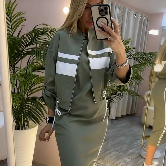 Set giacca e abito da donna con colletto in piedi✈️Spedizione gratuita per 2 acquisti✈️
