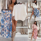 Set Top con Collo a Giro e Gonna con Cintura Stampatat