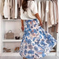 Set Top con Collo a Giro e Gonna con Cintura Stampatat