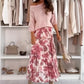 Set Top con Collo a Giro e Gonna con Cintura Stampatat