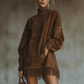 👗✨Casual Turtleneck Pocket Dress with Tassel Hem