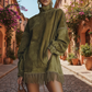 👗✨Casual Turtleneck Pocket Dress with Tassel Hem