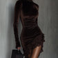 Women's Elegant Asymmetrical Lace Trim Dress