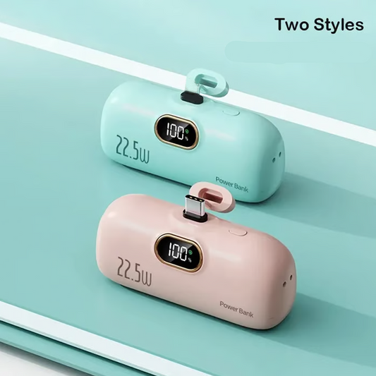 ✨ 5000mAh Mini Portable Phone Power Bank – Ultra-compact & dual USB ports – Fast charging, lightweight – perfect for travel, commute or emergency top-ups 📱