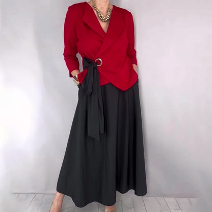 Women’s Stylish Top & Solid Skirt 2-Piece Set