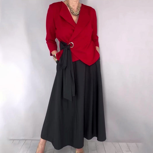 Women’s Stylish Top & Solid Skirt 2-Piece Set